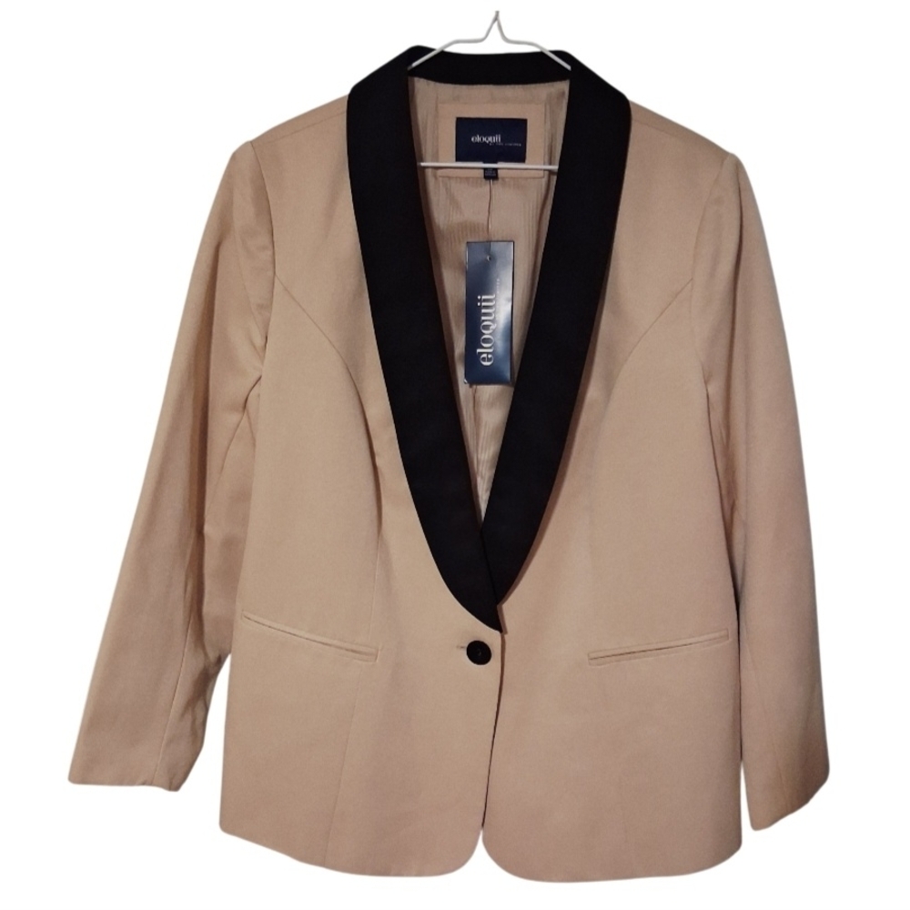 Eloquii Women's Tan Blazer with Black Trim Plus‎ Size 20 NWT